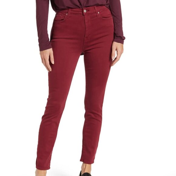 7 For All Mankind High Waist Ankle Skinny Jeans Merlot - Picture 1 of 3